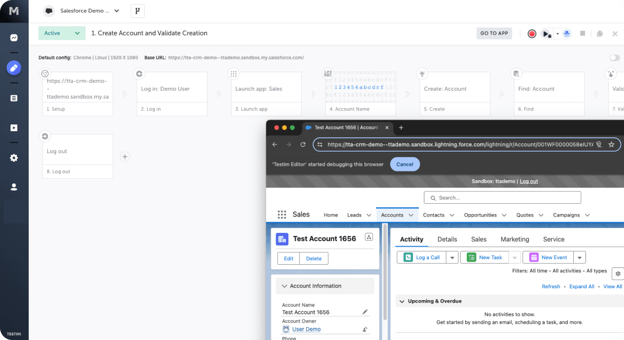 Testim Salesforce optimized for Salesforce Lightning