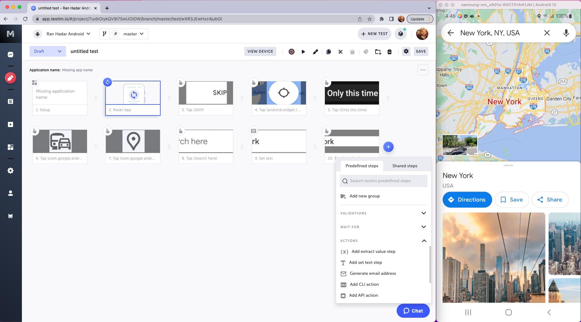 Testim Native mobile app testing