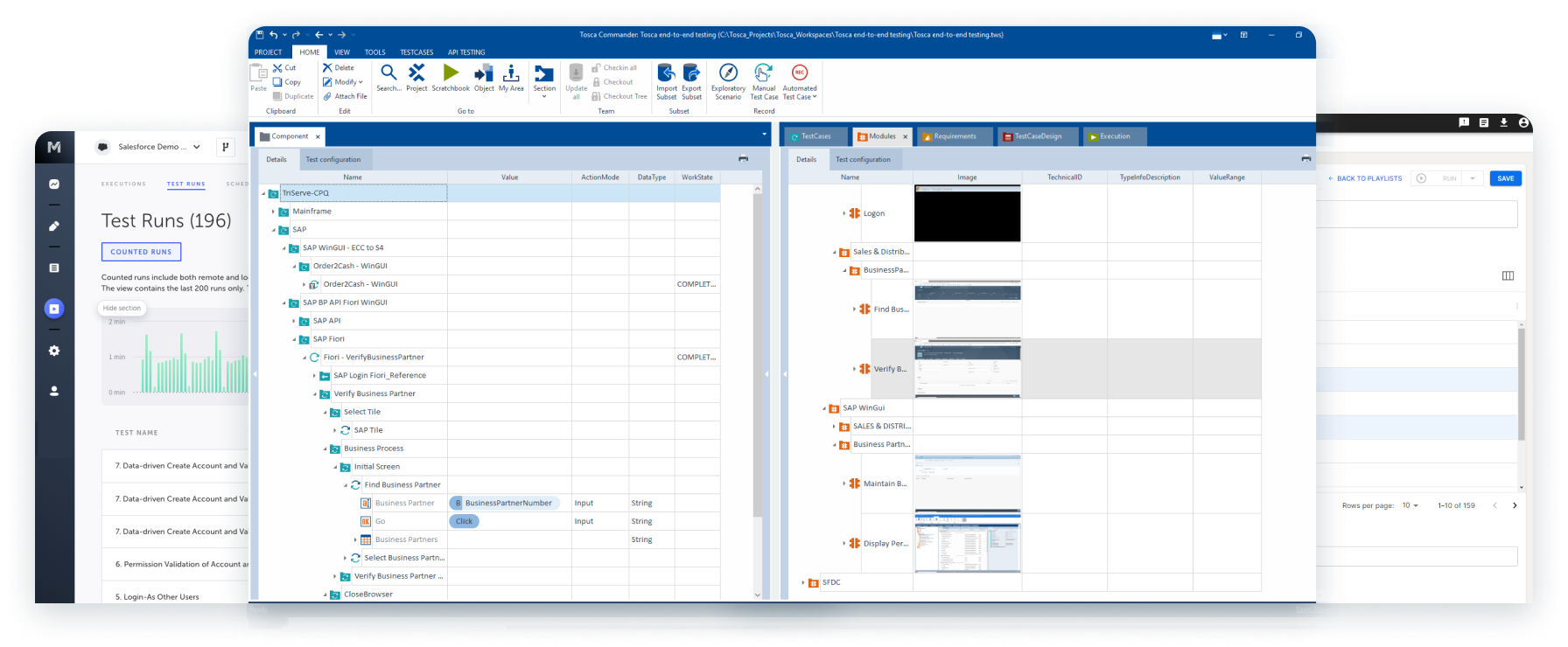 Test Automation solution product screens