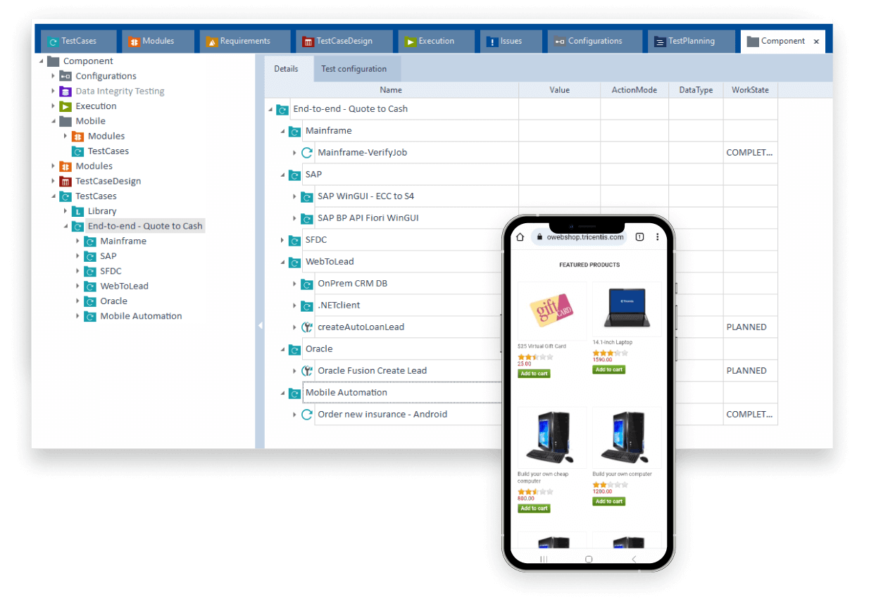 Tricentis Tosca Mobile - Mobile application test case